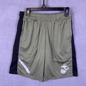 US Marines Mens Shorts Medium Basketball Gym Lined Green/Black Logo USA Made!